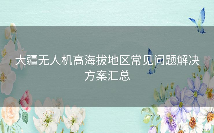 大疆无人机高海拔地区常见问题解决方案汇总