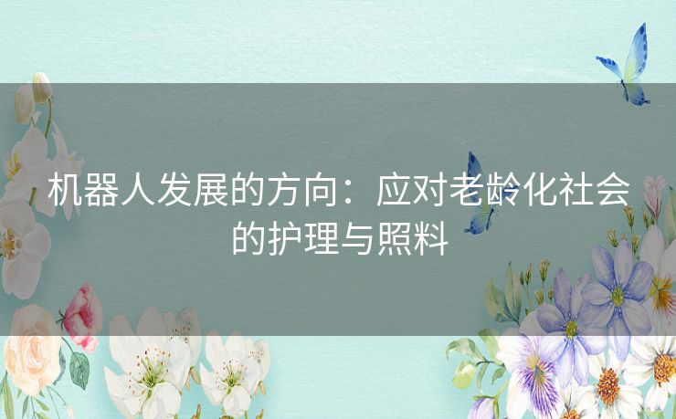 机器人发展的方向：应对老龄化社会的护理与照料