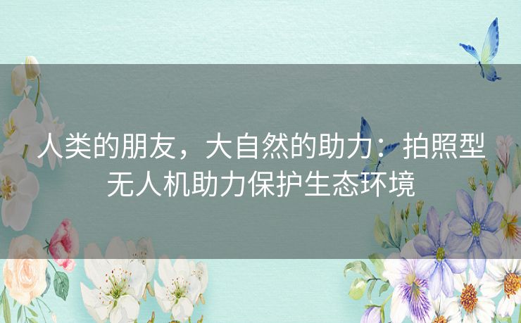 人类的朋友，大自然的助力：拍照型无人机助力保护生态环境