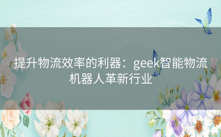 提升物流效率的利器：geek智能物流机器人革新行业