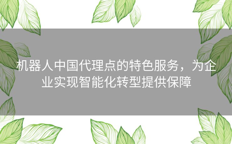 机器人中国代理点的特色服务，为企业实现智能化转型提供保障