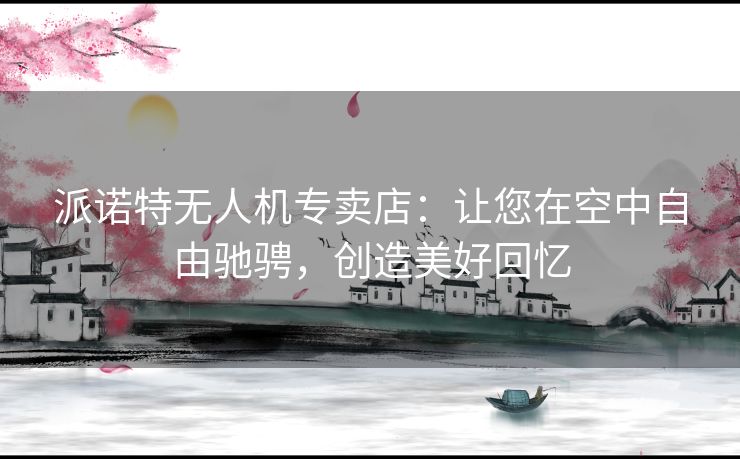 派诺特无人机专卖店：让您在空中自由驰骋，创造美好回忆