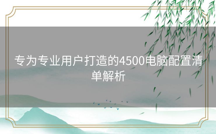 专为专业用户打造的4500电脑配置清单解析