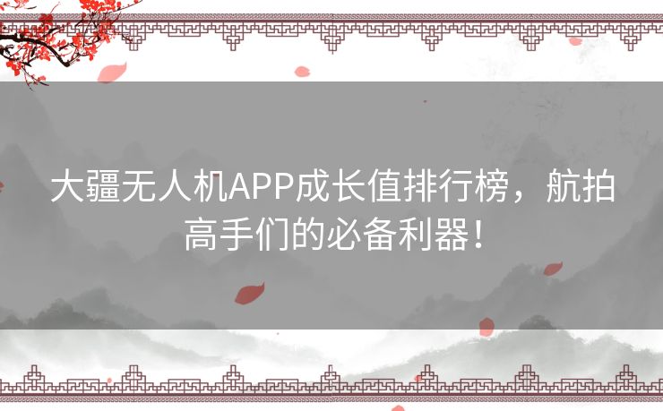 大疆无人机APP成长值排行榜，航拍高手们的必备利器！