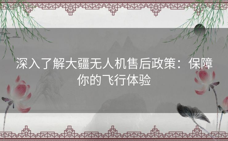 深入了解大疆无人机售后政策：保障你的飞行体验