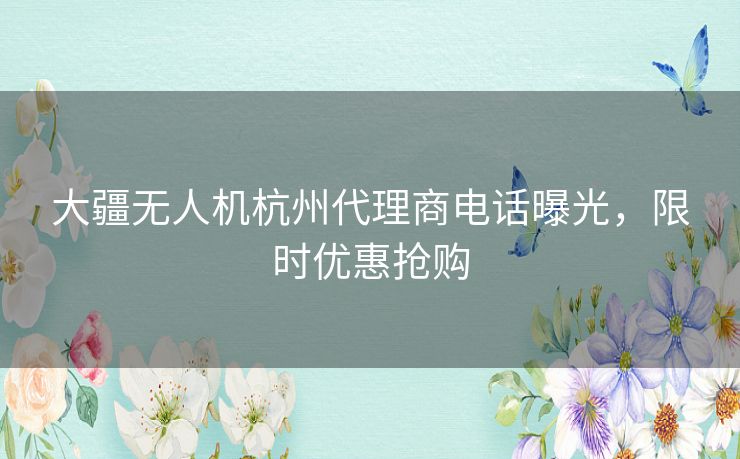 大疆无人机杭州代理商电话曝光，限时优惠抢购