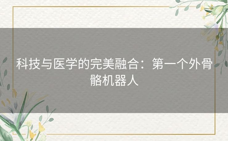 科技与医学的完美融合:第一个外骨骼机器人 科技与医学的完美融合:第一个外骨骼机器人