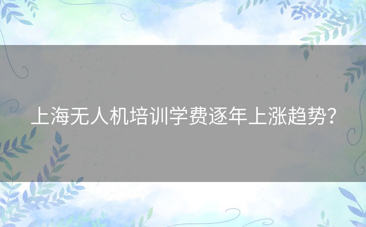 上海无人机培训学费逐年上涨趋势? 上海无人机培训学费逐年上涨趋势?