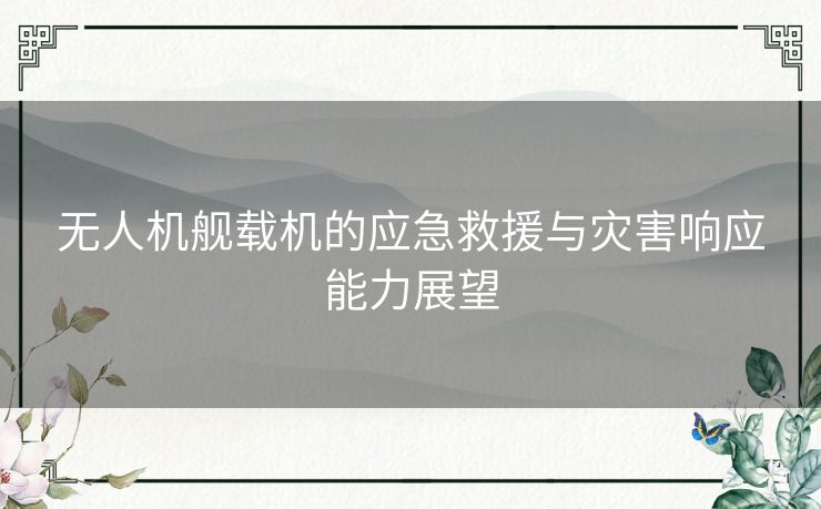 无人机舰载机的应急救援与灾害响应能力展望