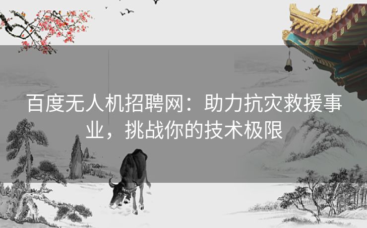 百度无人机招聘网:助力抗灾救援事业,挑战你的技术极限 百度无人机招聘网:助力抗灾救援事业,挑战你的技术极限