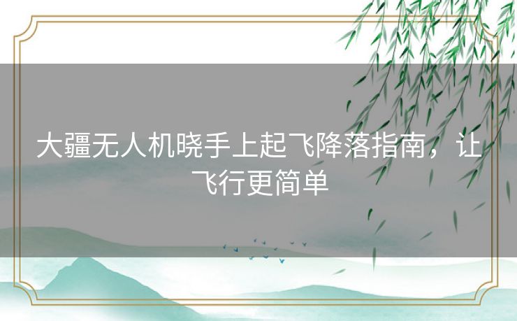 大疆无人机晓手上起飞降落指南,让飞行更简单 大疆无人机晓手上起飞降落指南,让飞行更简单