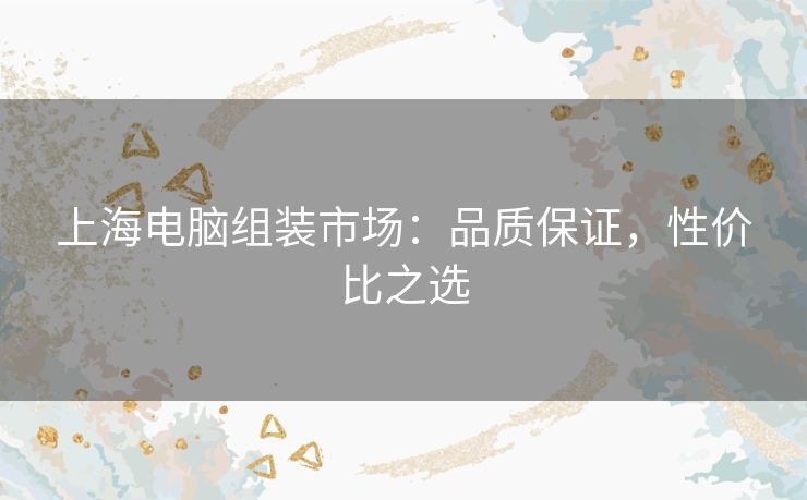 上海电脑组装市场:品质保证,性价比之选 上海电脑组装市场:品质保证,性价比之选