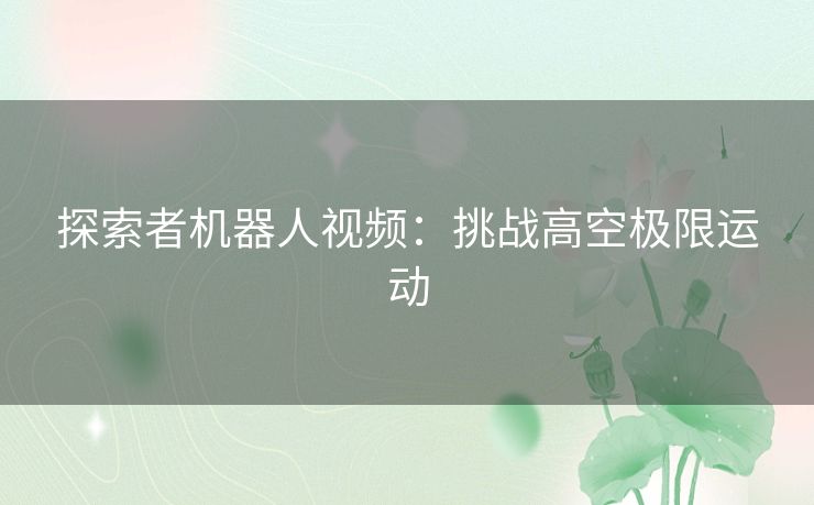 探索者机器人视频:挑战高空极限运动 探索者机器人视频:挑战高空极限运动