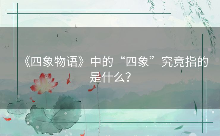 《四象物语》中的“四象”究竟指的是什么？