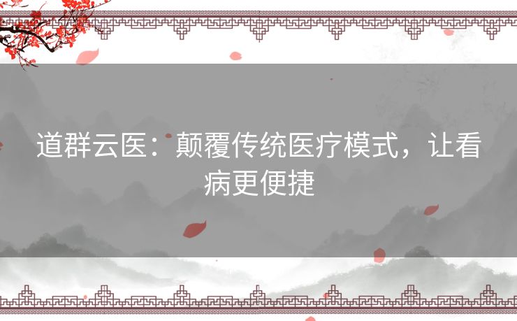 道群云医:颠覆传统医疗模式,让看病更便捷 道群云医:颠覆传统医疗模式,让看病更便捷