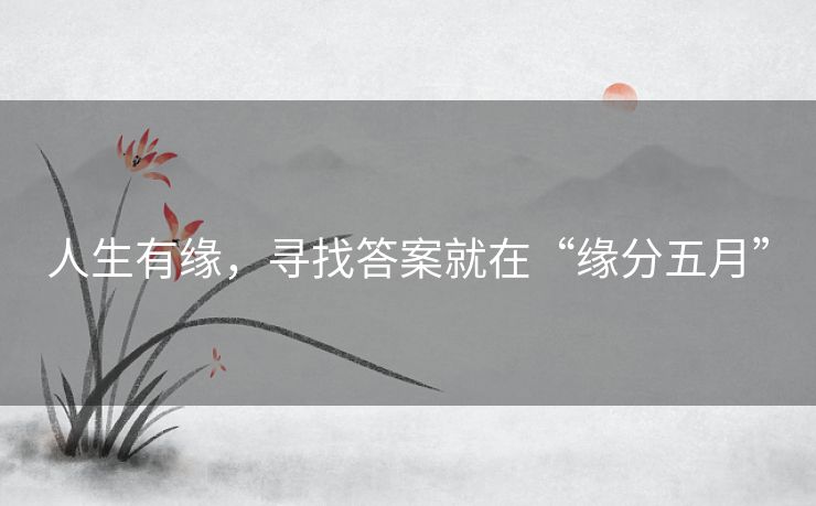 人生有缘，寻找答案就在“缘分五月”