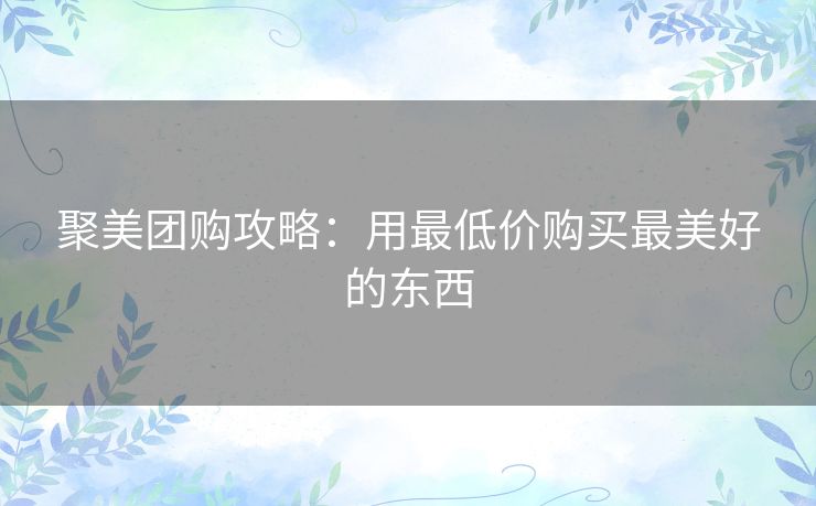 聚美团购攻略:用最低价购买最美好的东西 聚美团购攻略:用最低价购买最美好的东西