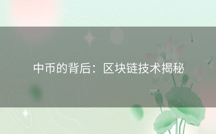 中币的背后:区块链技术揭秘 中币的背后:区块链技术揭秘