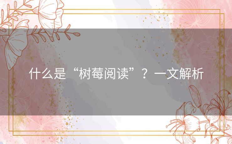 什么是“树莓阅读”？一文解析