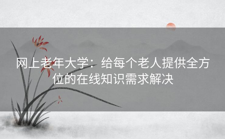 网上老年大学：给每个老人提供全方位的在线知识需求解决