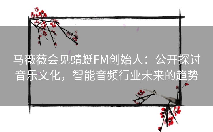 马薇薇会见蜻蜓FM创始人:公开探讨音乐文化,智能音频行业未来的趋势 马薇薇会见蜻蜓FM创始人:公开探讨音乐文化,智能音频行业未来的趋势