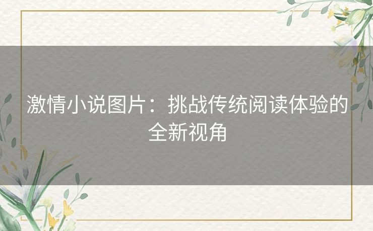 激情小说图片：挑战传统阅读体验的全新视角