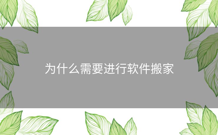 为什么需要进行软件搬家