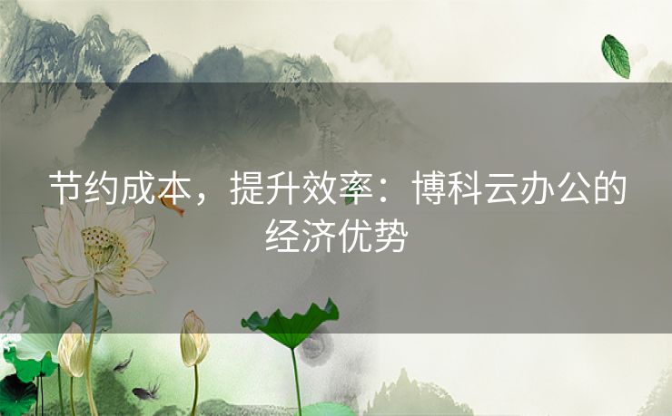 节约成本,提升效率:博科云办公的经济优势 节约成本,提升效率:博科云办公的经济优势