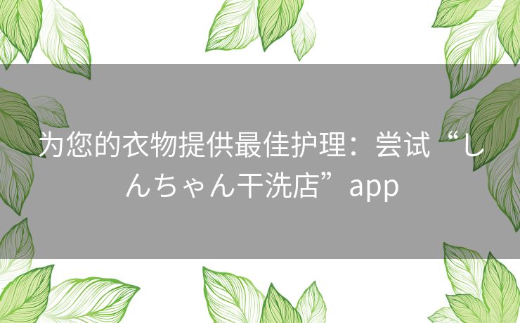 为您的衣物提供最佳护理:尝试“しんちゃん干洗店”app 为您的衣物提供最佳护理:尝试“しんちゃん干洗店”app