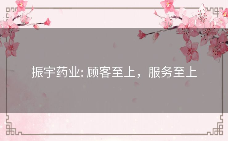 振宇药业: 顾客至上,服务至上 振宇药业: 顾客至上,服务至上