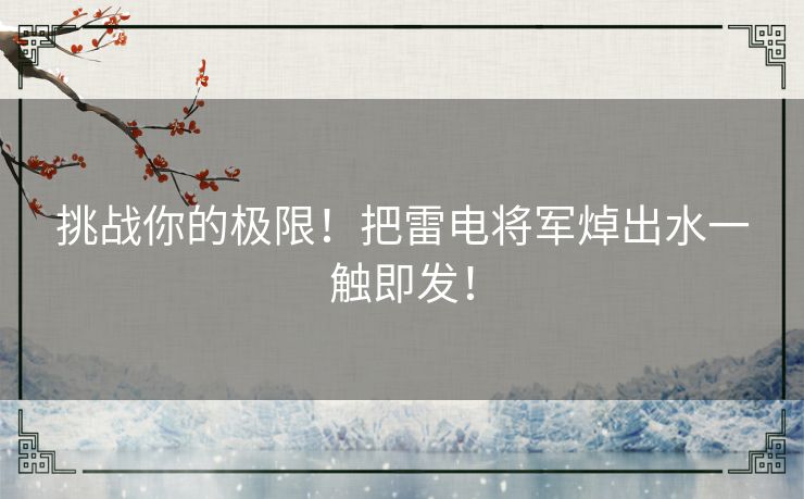 挑战你的极限！把雷电将军焯出水一触即发！