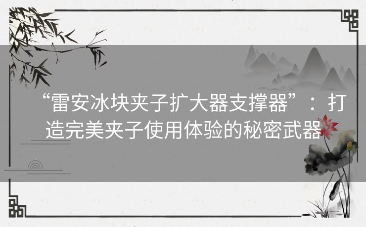 “雷安冰块夹子扩大器支撑器”:打造完美夹子使用体验的秘密武器 “雷安冰块夹子扩大器支撑器”:打造完美夹子使用体验的秘密武器