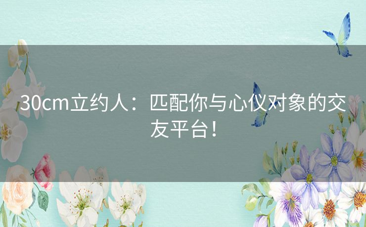 30cm立约人：匹配你与心仪对象的交友平台！