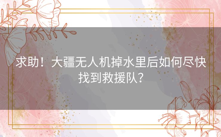 求助！大疆无人机掉水里后如何尽快找到救援队？