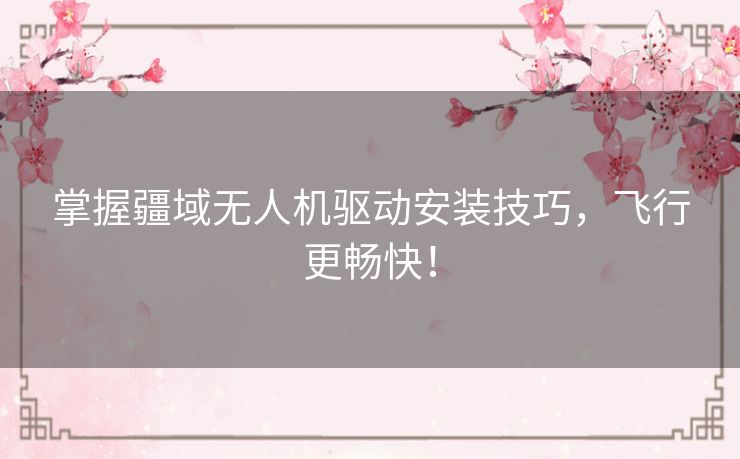 掌握疆域无人机驱动安装技巧，飞行更畅快！