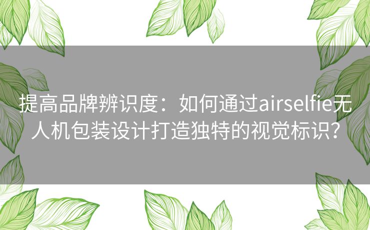 提高品牌辨识度：如何通过airselfie无人机包装设计打造独特的视觉标识？