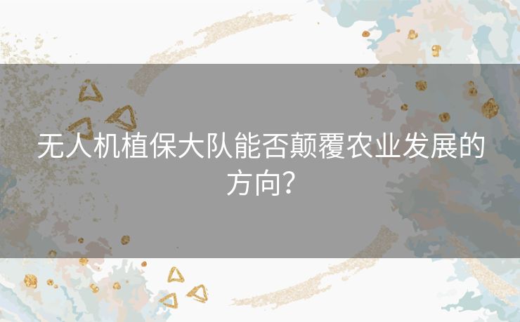 无人机植保大队能否颠覆农业发展的方向? 无人机植保大队能否颠覆农业发展的方向?