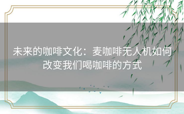 未来的咖啡文化：麦咖啡无人机如何改变我们喝咖啡的方式