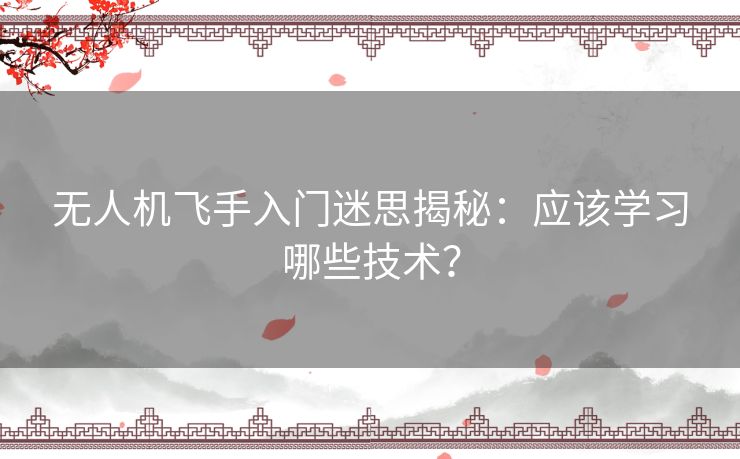 无人机飞手入门迷思揭秘：应该学习哪些技术？