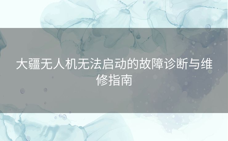 大疆无人机无法启动的故障诊断与维修指南 大疆无人机无法启动的故障诊断与维修指南