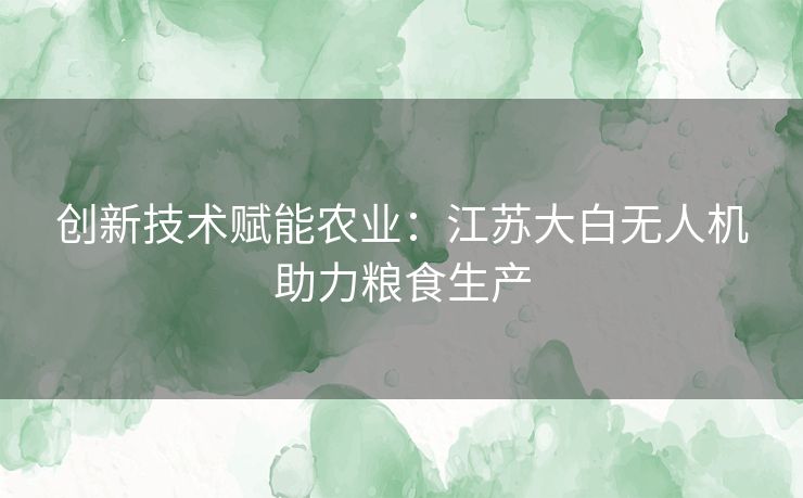 创新技术赋能农业:江苏大白无人机助力粮食生产 创新技术赋能农业:江苏大白无人机助力粮食生产