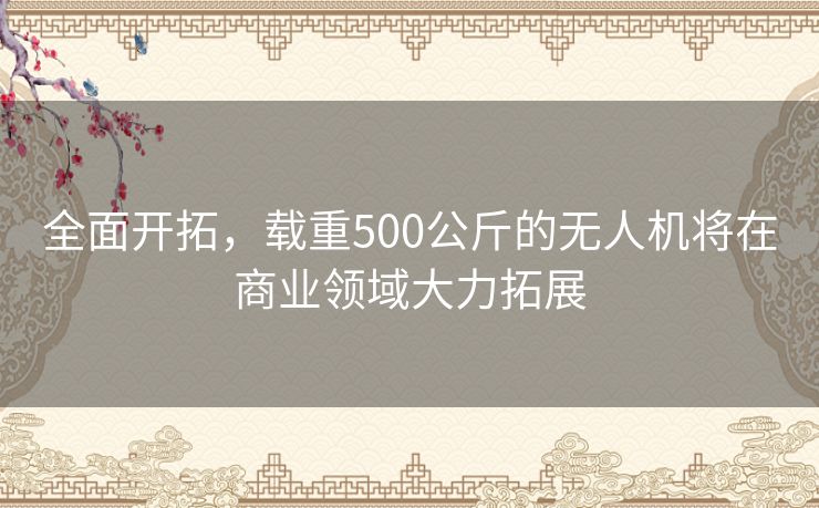 全面开拓,载重500公斤的无人机将在商业领域大力拓展 全面开拓,载重500公斤的无人机将在商业领域大力拓展