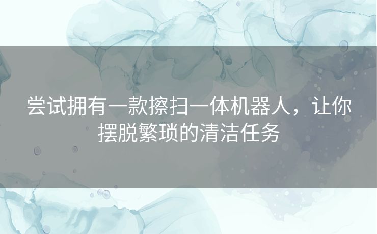尝试拥有一款擦扫一体机器人,让你摆脱繁琐的清洁任务 尝试拥有一款擦扫一体机器人,让你摆脱繁琐的清洁任务