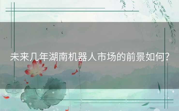 未来几年湖南机器人市场的前景如何? 未来几年湖南机器人市场的前景如何?