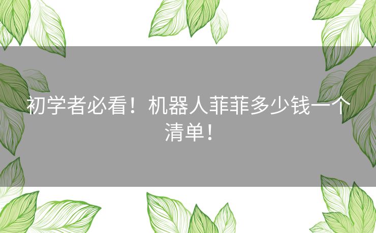 初学者必看!机器人菲菲多少钱一个清单! 初学者必看!机器人菲菲多少钱一个清单!