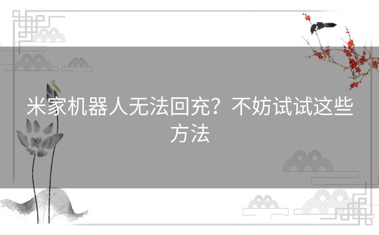 米家机器人无法回充?不妨试试这些方法 米家机器人无法回充?不妨试试这些方法