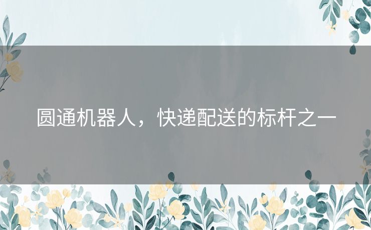 圆通机器人,快递配送的标杆之一 圆通机器人,快递配送的标杆之一