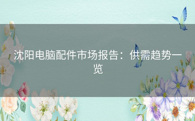 沈阳电脑配件市场报告:供需趋势一览 沈阳电脑配件市场报告:供需趋势一览