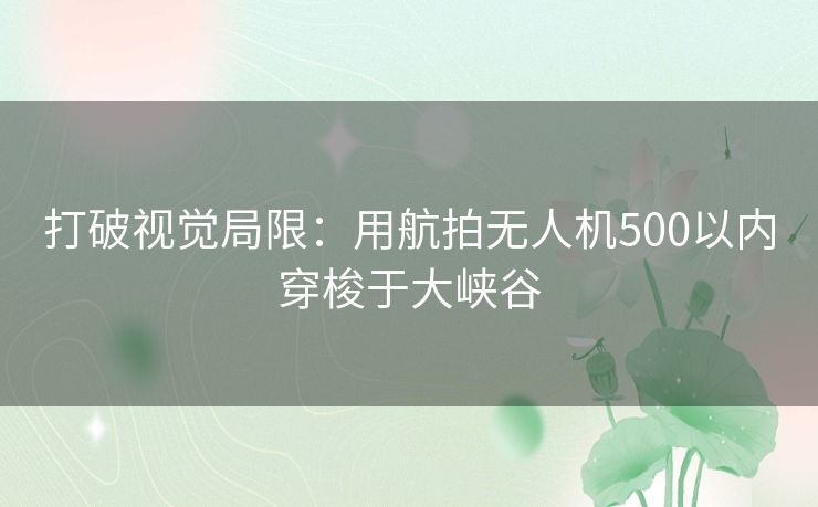 打破视觉局限:用航拍无人机500以内穿梭于大峡谷 打破视觉局限:用航拍无人机500以内穿梭于大峡谷
