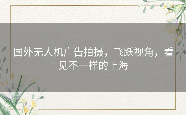 国外无人机广告拍摄,飞跃视角,看见不一样的上海 国外无人机广告拍摄,飞跃视角,看见不一样的上海